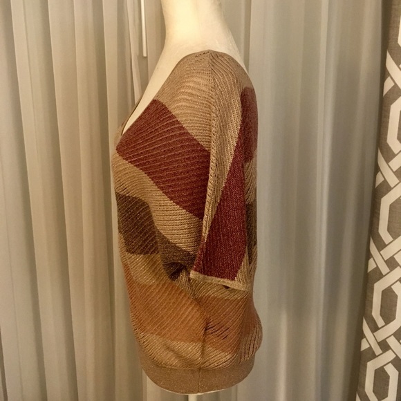 EXPRESS All-Over Lurex Double V-Neck Dolman Knit - Picture 4 of 9